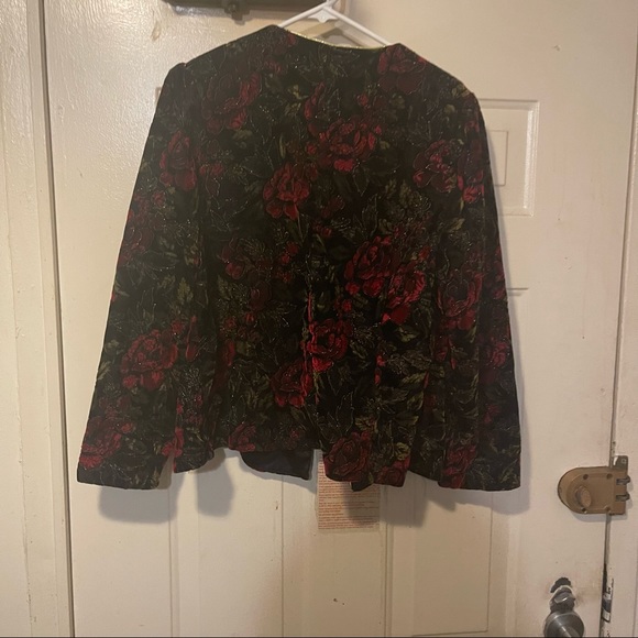Vintage R&K Evenings Velvet Flowered Jacket - Picture 3 of 5